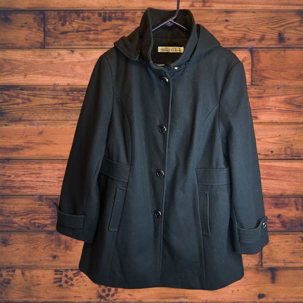 XXL Kenneth Cole New York Black Wool Blend Coat